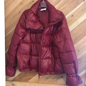 LOFT Burgundy Puffer Large Jacket